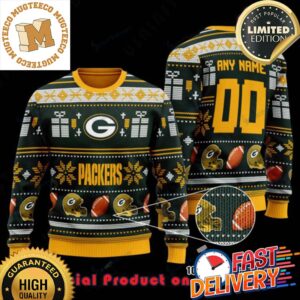 NFL Green Bay Packers Woolen Pattern Custom Name Ugly Christmas Sweater For Holiday 2023 Xmas Gifts
