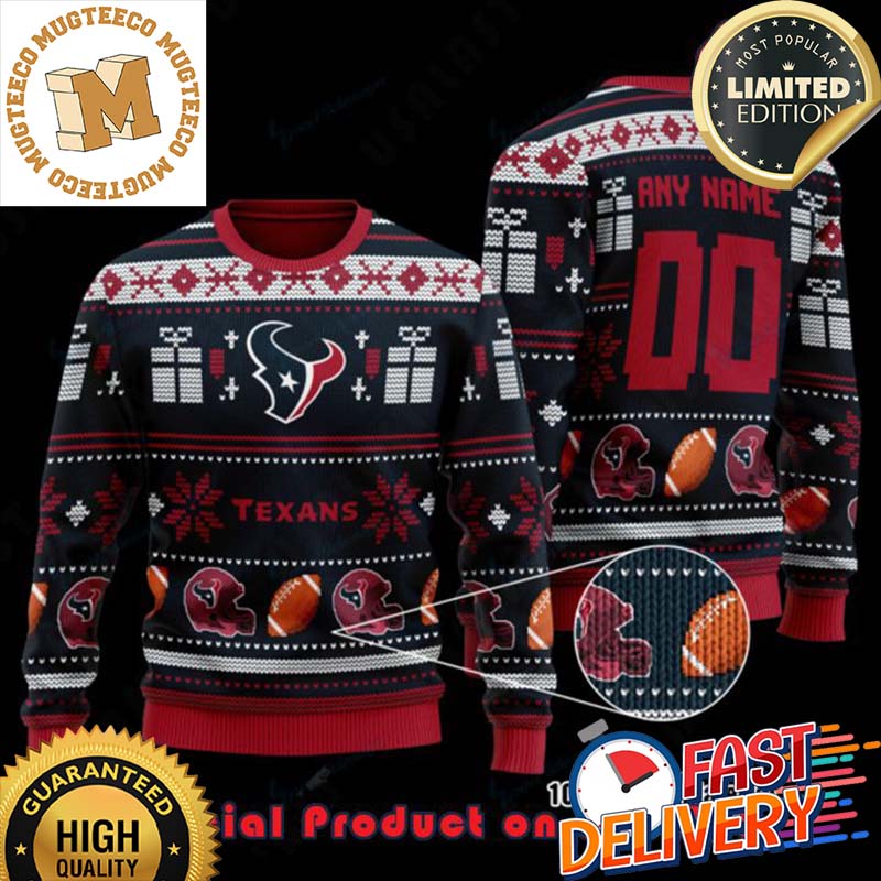 NFL Houston Texans Woolen Pattern Custom Name Ugly Christmas Sweater For Holiday 2023 Xmas Gifts NFL Houston Texans Woolen Pattern Custom Name Ugly Christmas Sweater For Holiday 2023 Xmas Gifts