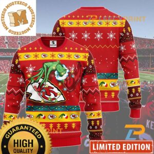 NFL Kansas City Chiefs Grinch Hand Funny 2023 Christmas Ugly Sweater