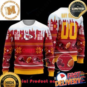 NFL Kansas City Chiefs Woolen Pattern Snow Custom Name Ugly Christmas Sweater For Holiday 2023 Xmas Gifts