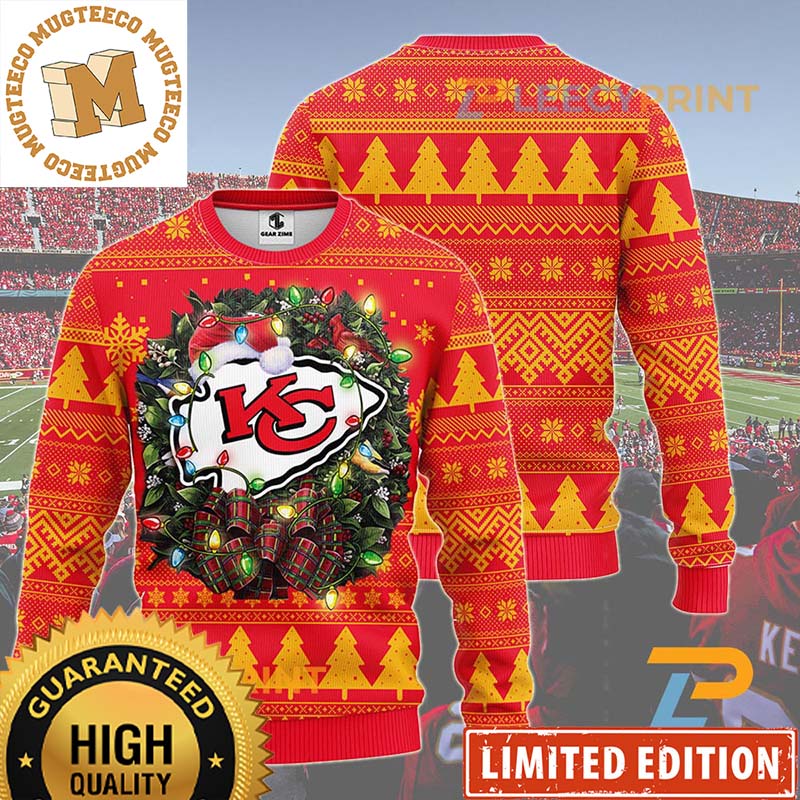 NFL Kansas City Chiefs Wreath Christmas Ugly Sweater NFL Kansas City Chiefs Wreath Christmas Ugly Sweater