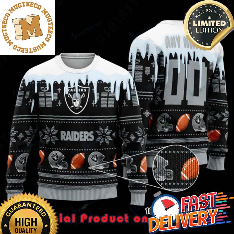 NFL Las Vegas Raiders Woolen Custom Name Ugly Christmas Sweater For Holiday 2023 Xmas Gifts NFL Las Vegas Raiders Woolen Custom Name Ugly Christmas Sweater For Holiday 2023 Xmas Gifts