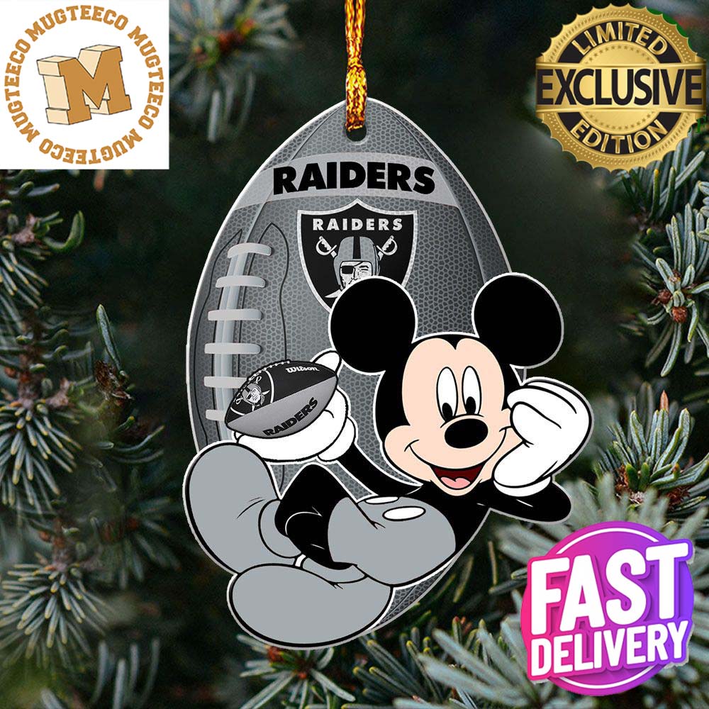 NFL Las Vegas Raiders Xmas Mickey Mouse Custom Name Christmas Tree Decorations Ornament NFL Las Vegas Raiders Xmas Mickey Mouse Custom Name Christmas Tree Decorations Ornament