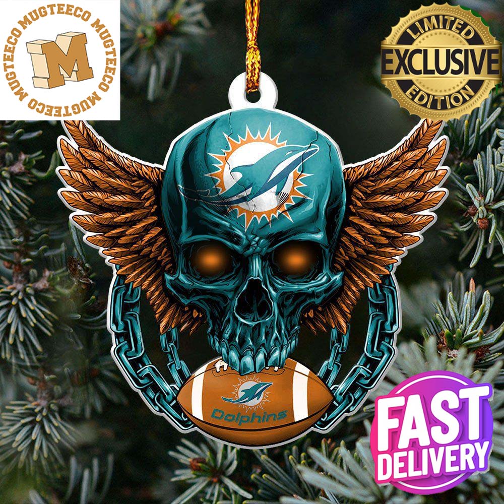 NFL Miami Dolphins 2023 Holiday Gifts Xmas Tree Christmas Decorations Skull Ornament NFL Miami Dolphins 2023 Holiday Gifts Xmas Tree Christmas Decorations Skull Ornament