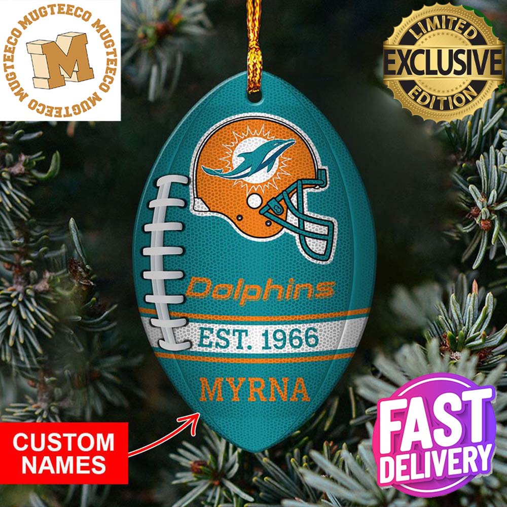 NFL Miami Dolphins Football Xmas Custom Name Tree Decorations Ornament NFL Miami Dolphins Football Xmas Custom Name Tree Decorations Ornament