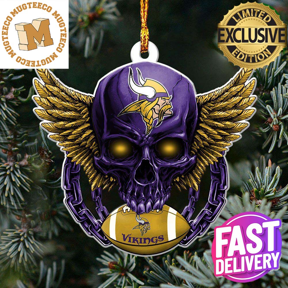 NFL Minnesota Vikings Skull 2023 Holiday Gifts Xmas Tree Decorations Ornament NFL Minnesota Vikings Skull 2023 Holiday Gifts Xmas Tree Decorations Ornament