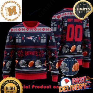 NFL New England Patriots Woolen Pattern Custom Name Ugly Christmas Sweater For Holiday 2023 Xmas Gifts