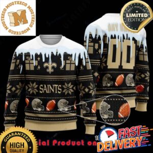 NFL New Orleans Saints Woolen Pattern Custom Name Ugly Christmas Sweater For Holiday 2023 Xmas Gifts