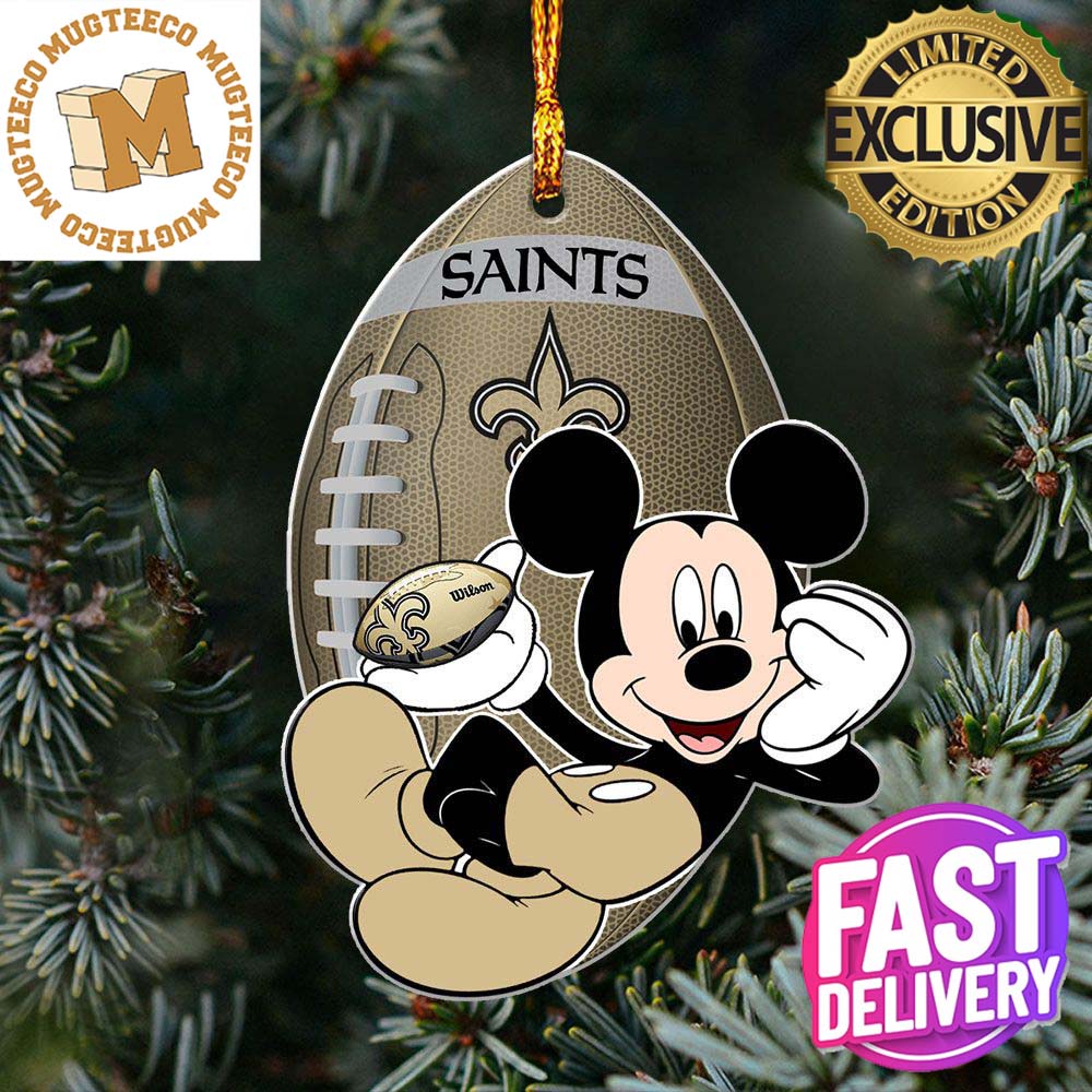 NFL New Orleans Saints Xmas Mickey Mouse Custom Name Christmas Tree Decorations Ornament NFL New Orleans Saints Xmas Mickey Mouse Custom Name Christmas Tree Decorations Ornament