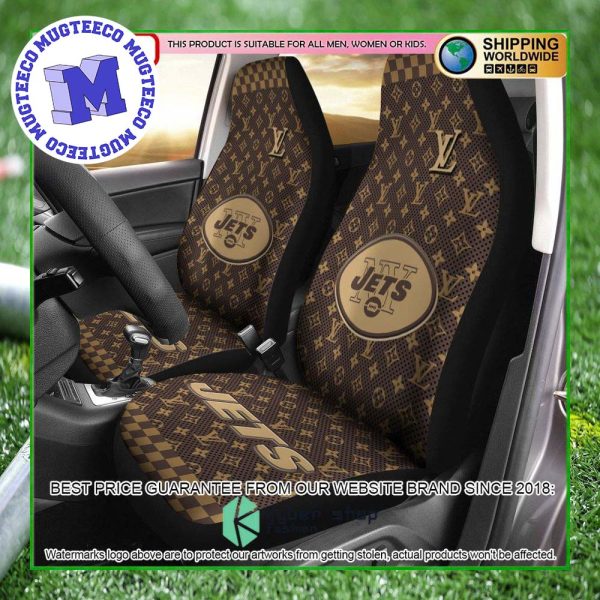 NFL New York Jets Louis Vuitton Monogram Pattern Car Seat Cover NFL New York Jets Louis Vuitton Monogram Pattern Car Seat Cover