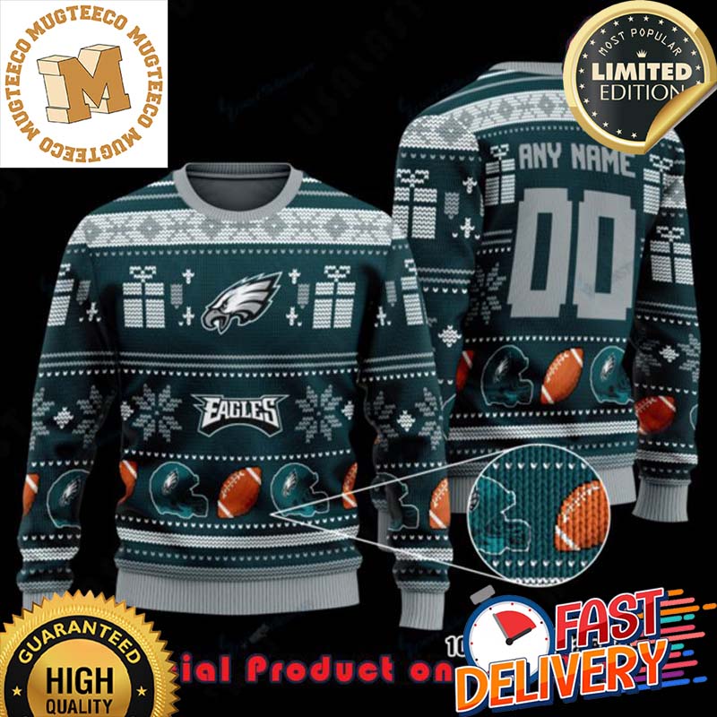 NFL Philadelphia Eagles Custom Woolen Pattern Custom Name Ugly Christmas Sweater For Holiday 2023 Xmas Gifts NFL Philadelphia Eagles Custom Woolen Pattern Custom Name Ugly Christmas Sweater For Holiday 2023 Xmas Gifts