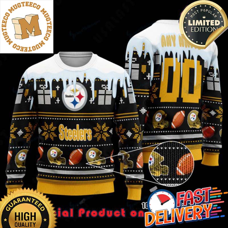 NFL Pittsburgh Steelers Woolen Pattern Custom Name Ugly Christmas Sweater For Holiday 2023 Xmas Gifts NFL Pittsburgh Steelers Woolen Pattern Custom Name Ugly Christmas Sweater For Holiday 2023 Xmas Gifts
