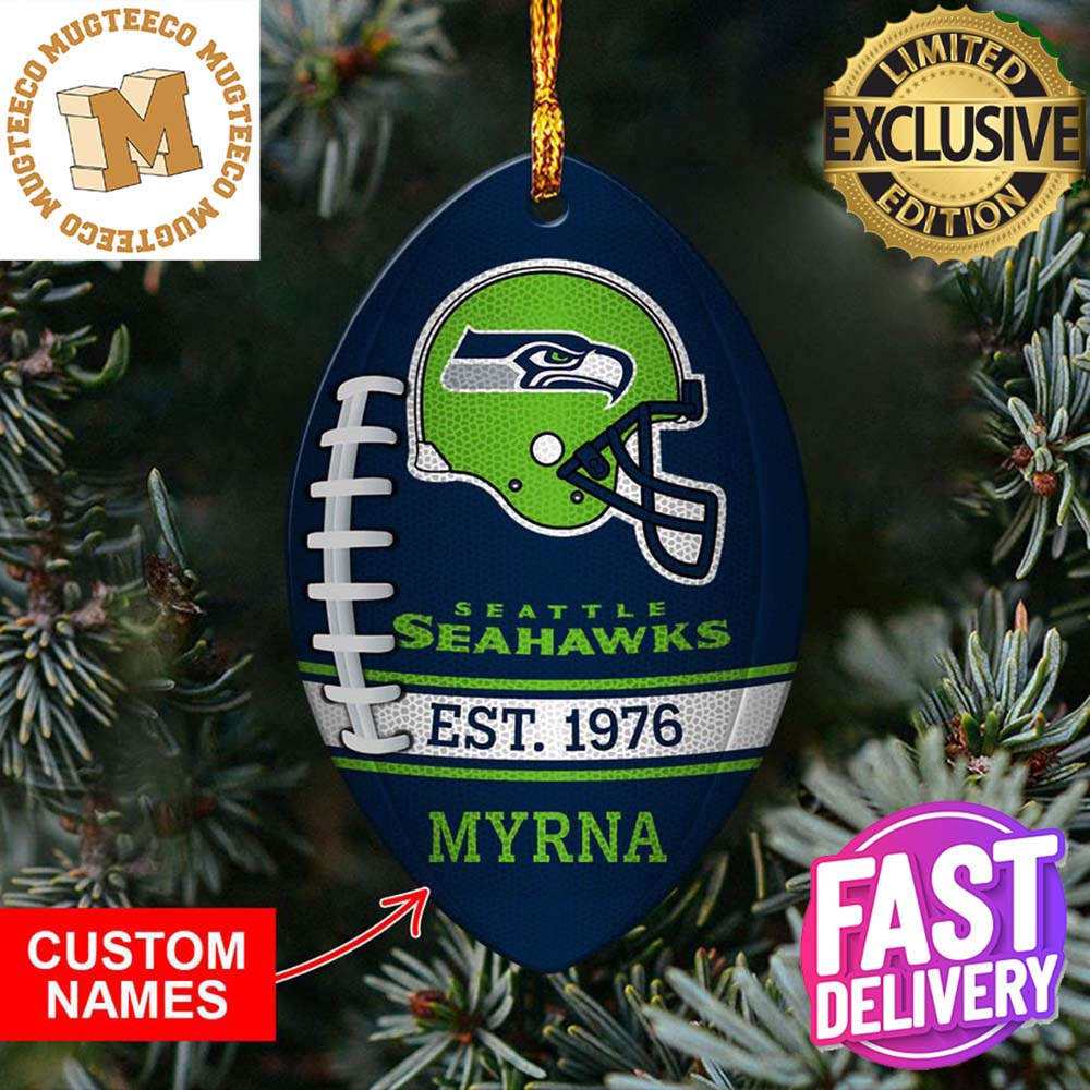 NFL Seattle Seahawks Football Xmas Custom Name Tree Decorations Ornament NFL Seattle Seahawks Football Xmas Custom Name Tree Decorations Ornament
