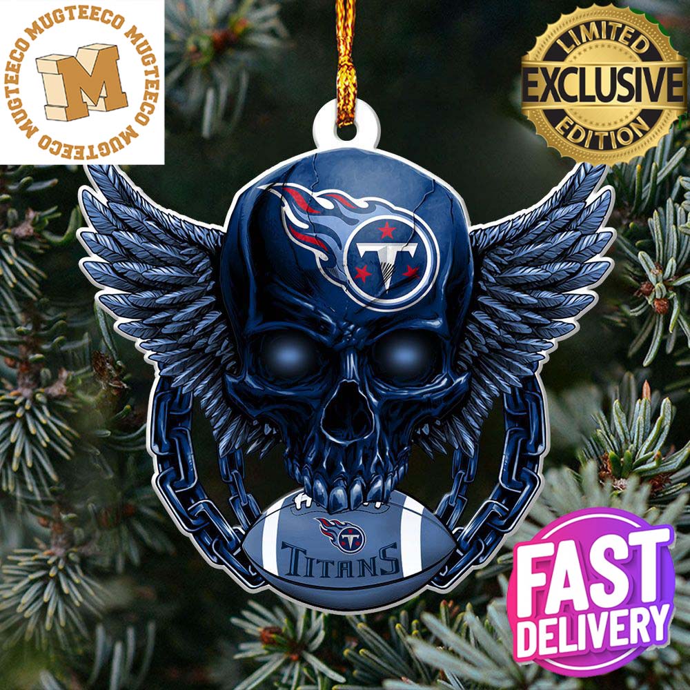 NFL Tennessee Titans Skull 2023 Holiday Xmas Ornament Christmas Gift For Fans NFL Tennessee Titans Skull 2023 Holiday Xmas Ornament Christmas Gift For Fans