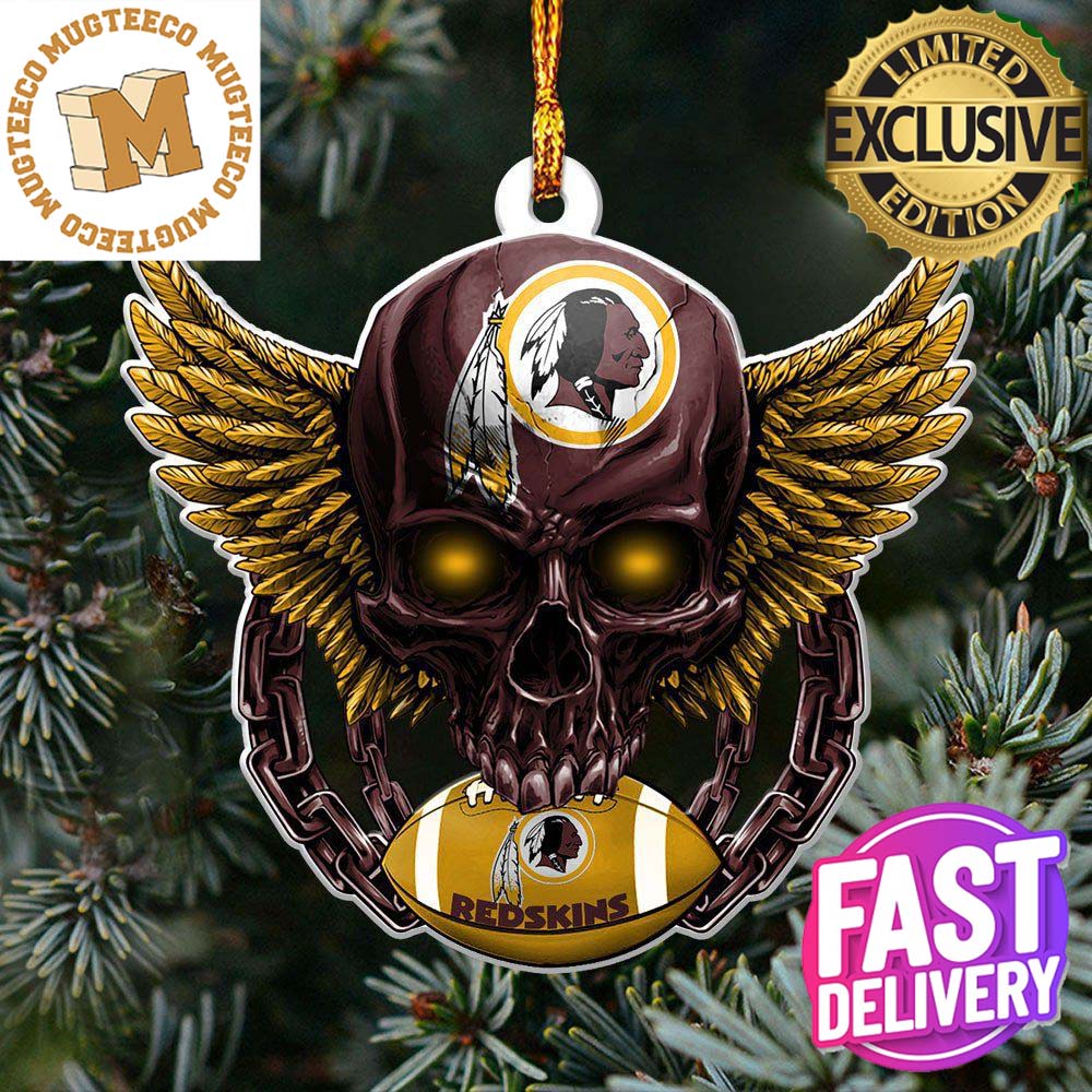 NFL Washington Redskins 2023 Holiday Gifts Xmas Skull Christmas Decorations Ornament NFL Washington Redskins 2023 Holiday Gifts Xmas Skull Christmas Decorations Ornament