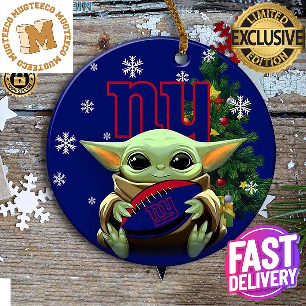 New York Giants Baby Yoda NFL Custom Name 2023 Holiday Gifts Christmas Decorations Ornament New York Giants Baby Yoda NFL Custom Name 2023 Holiday Gifts Christmas Decorations Ornament