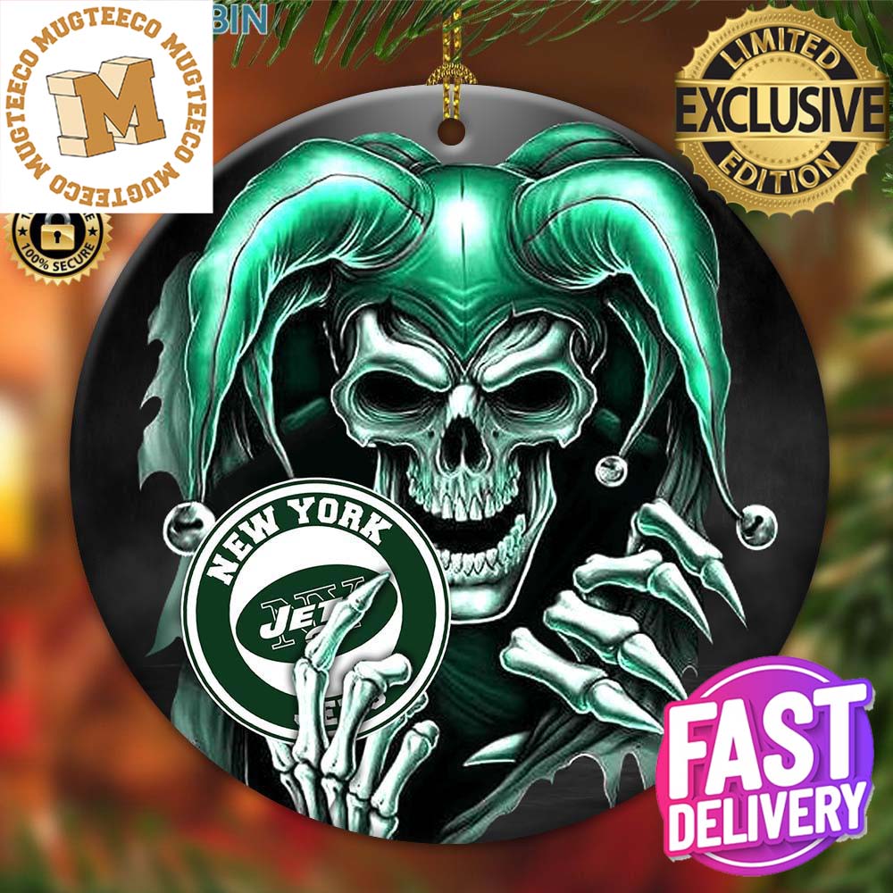 New York Jets NFL Skull Joker 2023 Xmas Gifts Personalized Christmas Decoration Ornament New York Jets NFL Skull Joker 2023 Xmas Gifts Personalized Christmas Decoration Ornament