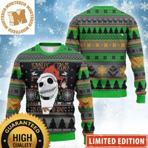 Nightmare Before Christmas Jack Skellington Sandy Claws Is Coming To Town Funny Ugly Sweater