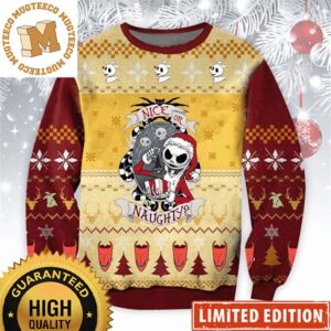 Nightmare Before Christmas Nice Or Naughty Jack Skellington Santa Funny Holiday Ugly Sweater