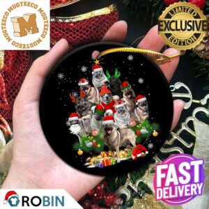 Norwegian Elkhound Christmas Tree Lights 2023 Holiday Gifts For Dog Lovers Christmas Decorations Ornament