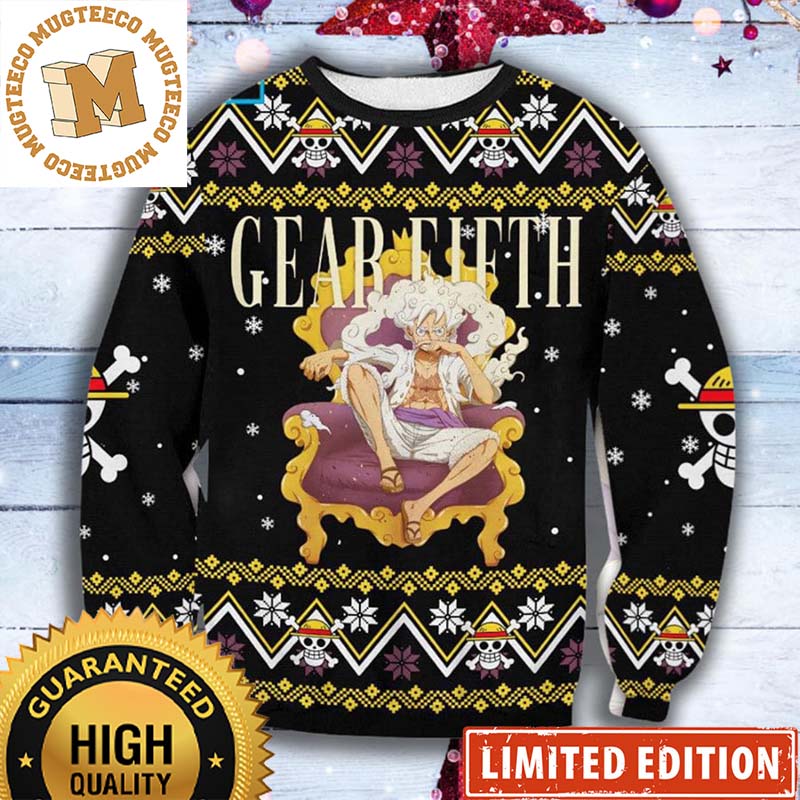 One Piece Luffy Gear Fifth Straw Hat Pirate Knitting Black Holiday Ugly Sweater One Piece Luffy Gear Fifth Straw Hat Pirate Knitting Black Holiday Ugly Sweater