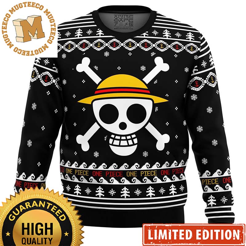 One Piece Straw Hat Pirates Logo Ugly Christmas Sweater 2023 One Piece Straw Hat Pirates Logo Ugly Christmas Sweater 2023