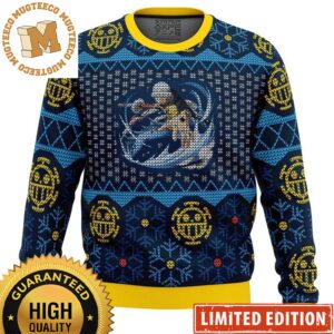 One Piece Trafalgar D Water Law Knitted Pirate Logo Ugly Christmas Sweater