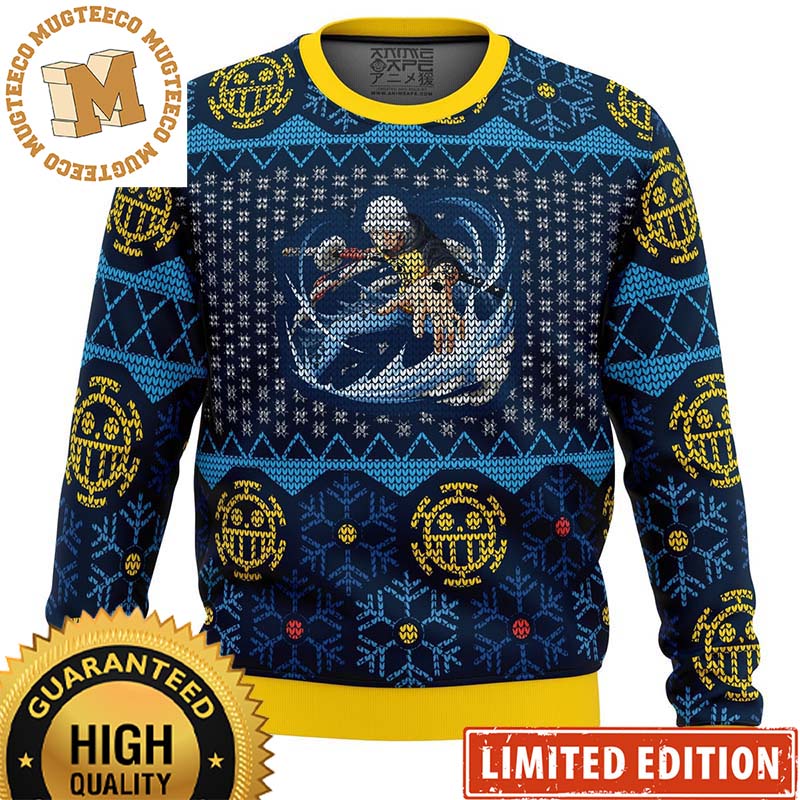 One Piece Trafalgar D Water Law Knitted Pirate Logo Ugly Christmas Sweater One Piece Trafalgar D Water Law Knitted Pirate Logo Ugly Christmas Sweater