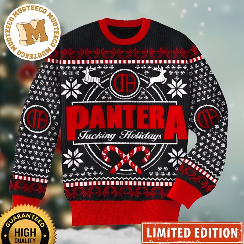 Pantera Fucking Holidays Candy Cane 2023 Xmas Gifts Ugly Christmas Sweater Pantera Fucking Holidays Candy Cane 2023 Xmas Gifts Ugly Christmas Sweater