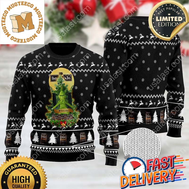 Peet's Coffee Grinch Snowflake Ugly Christmas Sweater For Holiday 2023 Xmas Gifts Peet's Coffee Grinch Snowflake Ugly Christmas Sweater For Holiday 2023 Xmas Gifts