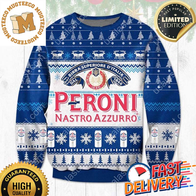 Peroni Nastro Azzurro Ugly Christmas Sweater For Holiday 2023 Xmas Gifts Peroni Nastro Azzurro Ugly Christmas Sweater For Holiday 2023 Xmas Gifts