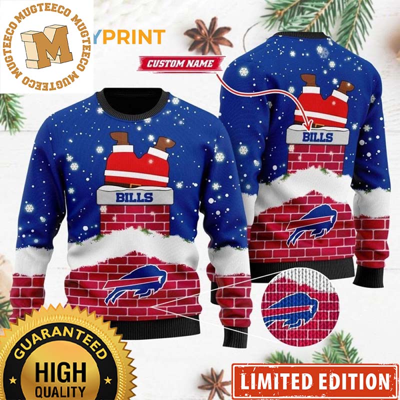 Personalized Buffalo Bills Funny Santa Claus In The Chimney Ugly Christmas Sweater Personalized Buffalo Bills Funny Santa Claus In The Chimney Ugly Christmas Sweater