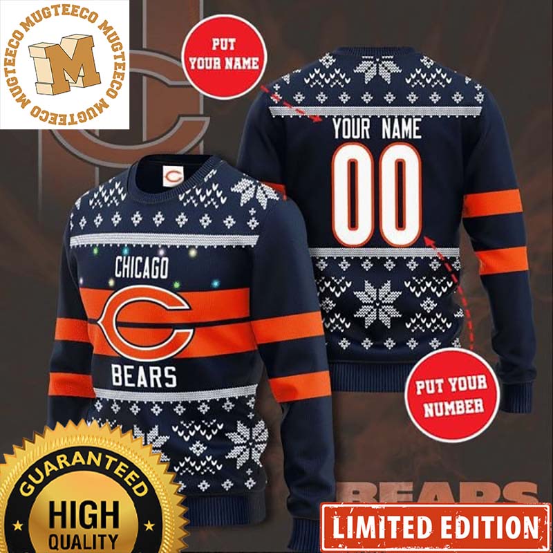 Personalized Chicago Bears Custom Name Number Ice Flower In Dark Ugly Sweater Christmas - Chicago Bears Christmas Sweater Personalized Chicago Bears Custom Name Number Ice Flower In Dark Ugly Sweater Christmas - Chicago Bears Christmas Sweater