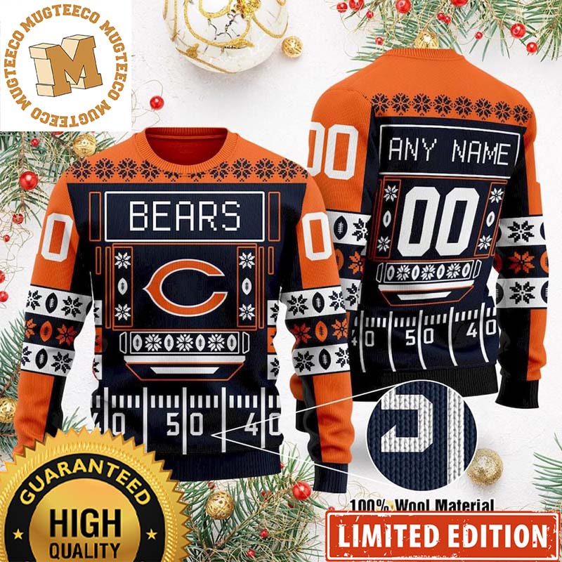 Personalized Chicago Bears Football Field Ugly Sweater Christmas Gift For Fan - Chicago Bears Christmas Sweater Personalized Chicago Bears Football Field Ugly Sweater Christmas Gift For Fan - Chicago Bears Christmas Sweater