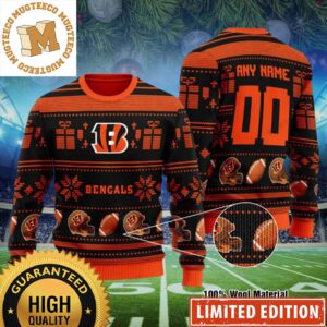 Personalized Cincinnati Bengals Ugly Christmas Sweater – Custom Name Number Bengals Ugly Sweater