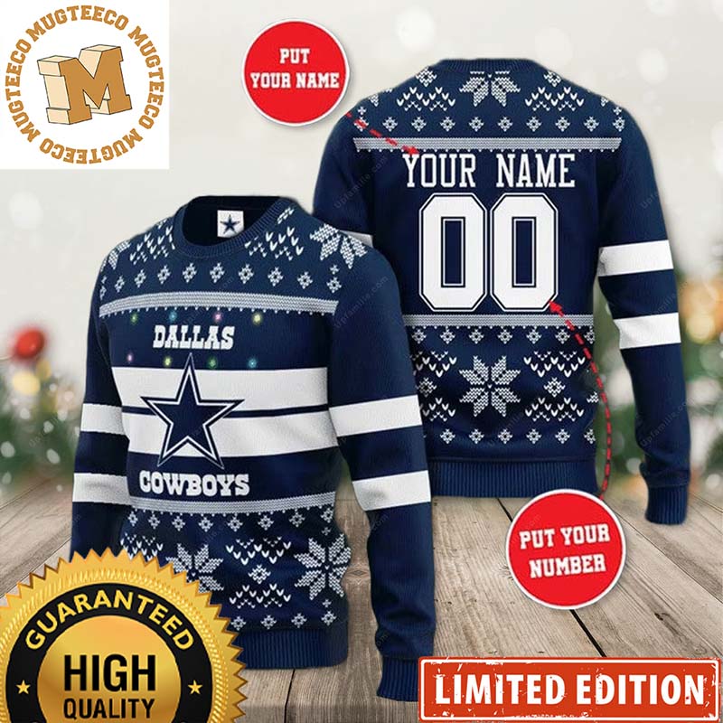 Personalized Dallas Cowboys Christmas Light Ugly Sweater - Cowboys Ugly Sweater Personalized Dallas Cowboys Christmas Light Ugly Sweater - Cowboys Ugly Sweater