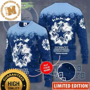 Personalized Dallas Cowboys Wreath Snowflake Ugly Christmas Sweater – Dallas Cowboys Christmas Sweater