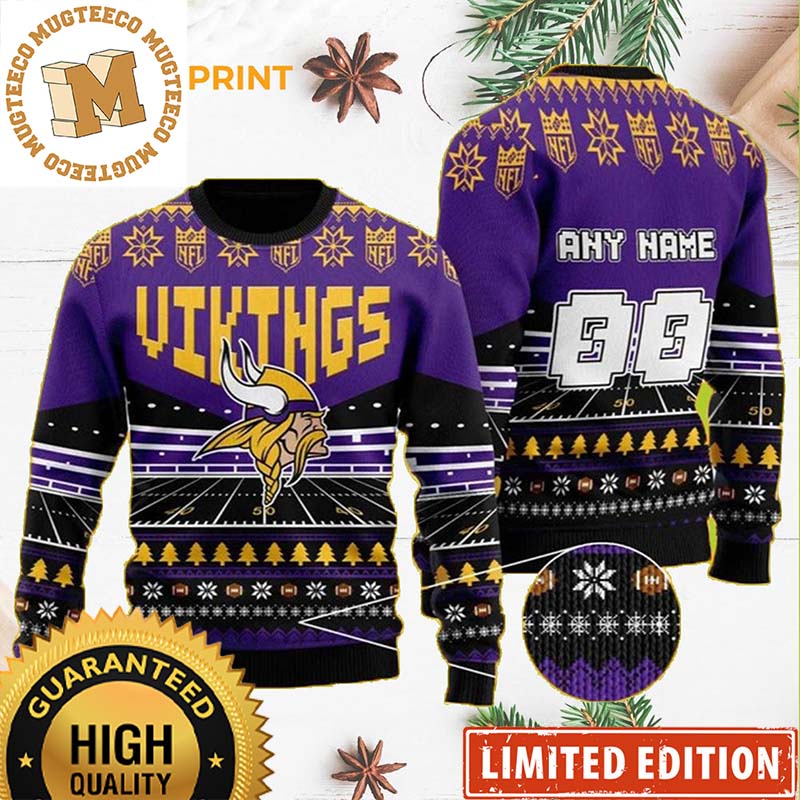 Personalized Minnesota Vikings Custom Name Number NFL Ugly Sweater Personalized Minnesota Vikings Custom Name Number NFL Ugly Sweater