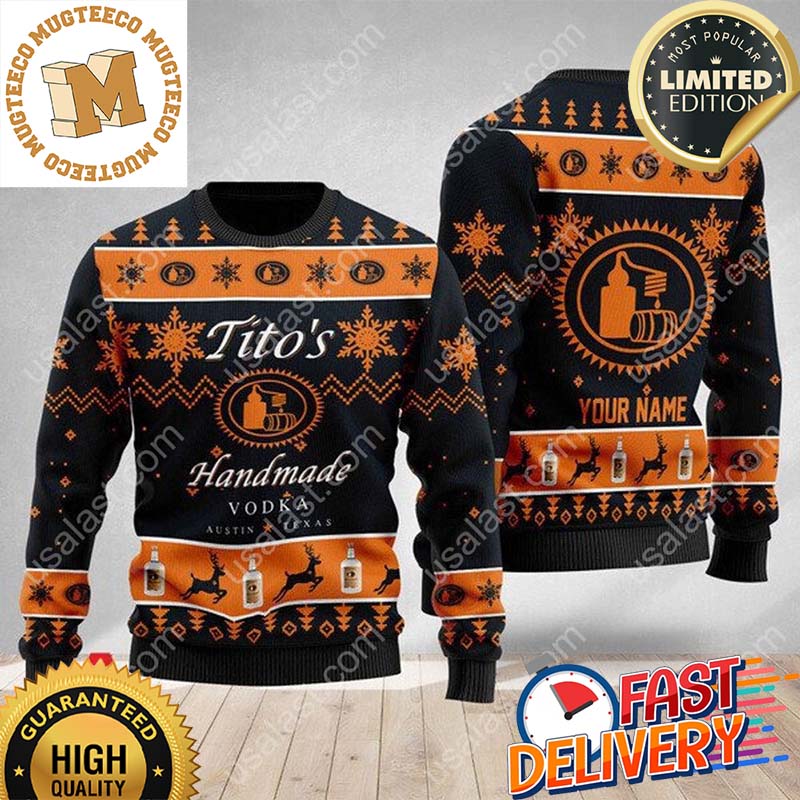 Personalized Name Tito's Handmade Vodka Ver 2 Ugly Christmas Sweater For Holiday 2023 Xmas Gifts Personalized Name Tito's Handmade Vodka Ver 2 Ugly Christmas Sweater For Holiday 2023 Xmas Gifts