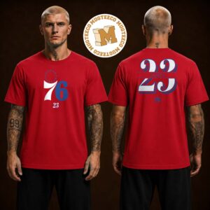 Philadelphia 76ers LeBron James Fanatics Royal In The Paint Name And Number Red Two Sided Unisex T Shirt
