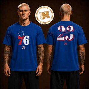 NBA Philadelphia 76ers Lebron James Fanatics Royal In The Paint Name And Number Two Sided Unisex T Shirt