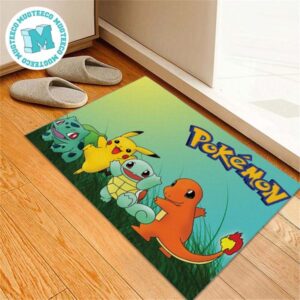 Pikachu Charmander And Bulbasaur Squirtle With Logo Pokemon Gift For Pokemon Fan Doormat