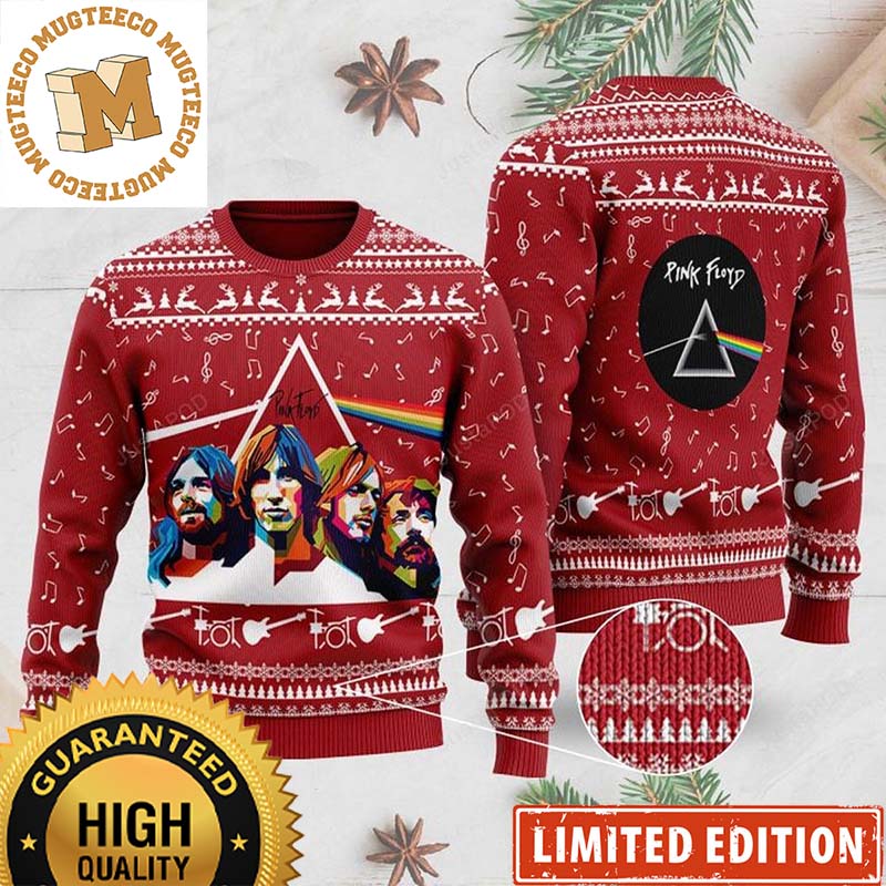 Pink Floyd Rock Band Knitted Red Christmas Ugly Sweater 2023 Pink Floyd Rock Band Knitted Red Christmas Ugly Sweater 2023