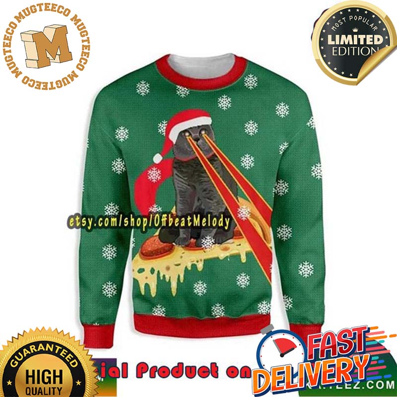 Pizza Cat With Laser Eyes Santa Hat Ugly Christmas Sweater For Holiday 2023 Xmas Gifts Pizza Cat With Laser Eyes Santa Hat Ugly Christmas Sweater For Holiday 2023 Xmas Gifts