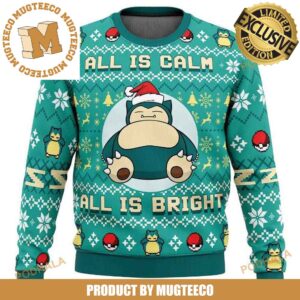 Pokemon All Is Calm All Bright Snorlax With Santa Hat Cute Ugly Christmas Sweater