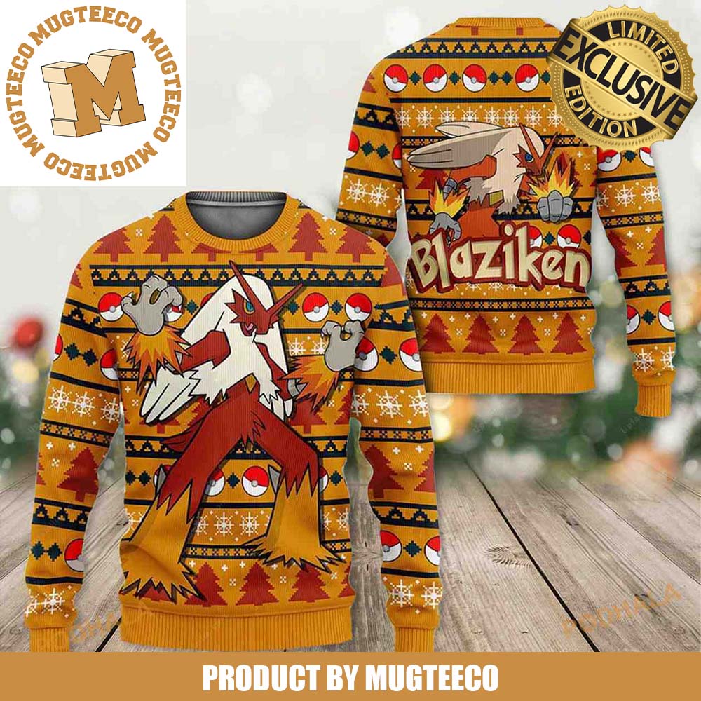 Pokemon Blaziken Knitting Pokeball Pine Tree Oramhe Anime Manga Ugly Xmas Sweater Pokemon Blaziken Knitting Pokeball Pine Tree Oramhe Anime Manga Ugly Xmas Sweater