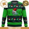 Pokemon Bulbasaur Santa With Pokeball And Leaves Knitting Pattern Green Christmas Ugly Sweater