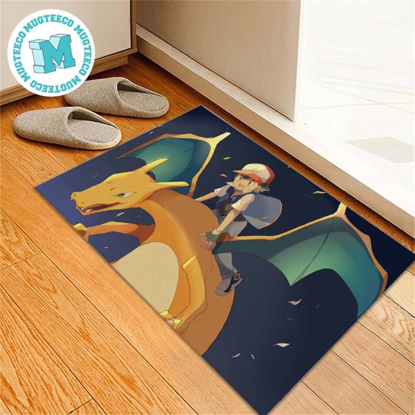 Pokemon Charizard And Satoshi Gift For Fan Pokemon Doormat Pokemon Charizard And Satoshi Gift For Fan Pokemon Doormat
