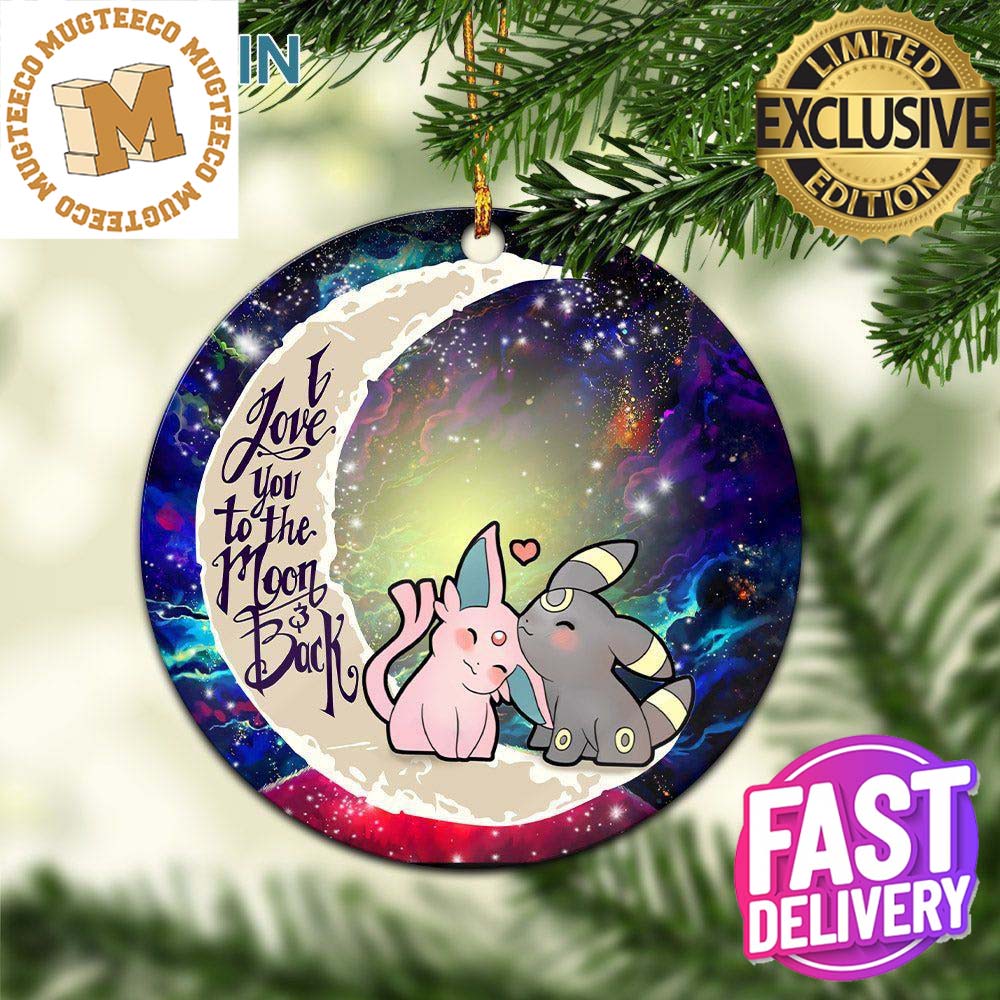 Pokemon Espeon Umbreon Love You To The Moon Galaxy Circle Ornament - Christmas Decorations Pokemon Espeon Umbreon Love You To The Moon Galaxy Circle Ornament - Christmas Decorations