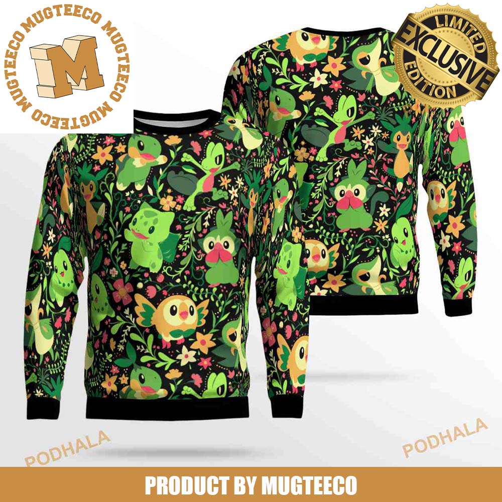 Pokemon Grass Type Funny Knitting Pattern Christmas Ugly Sweater Pokemon Grass Type Funny Knitting Pattern Christmas Ugly Sweater